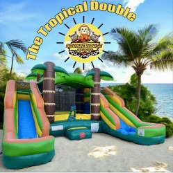 The Tropical Double bounce house combo (Wet or Dry)
