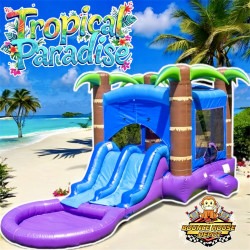 The Tropical Paradise Bounce House Combo (Wet or Dry)